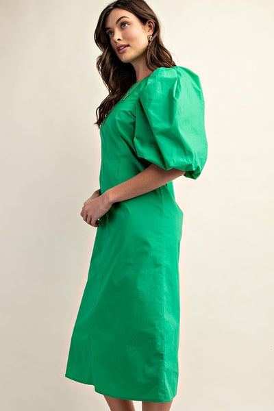 green emerald velvet dress Mini Cassie Dress in Green Taffeta – Ivy City Co main image 1