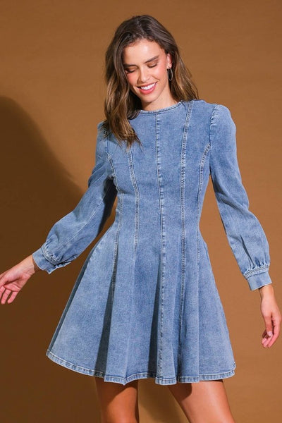 Denim Skater Mini Dress Medium - Southern Fashion Boutique Bliss