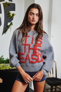 Tis the Season Lettering Sweater Charcoal