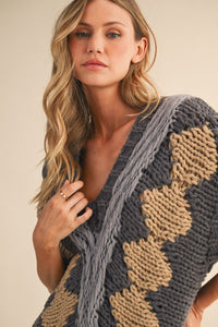 V-Neck Knit Sweater Vest Charcoal