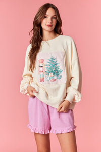 Christmas Corduroy Sweatshirt Cream