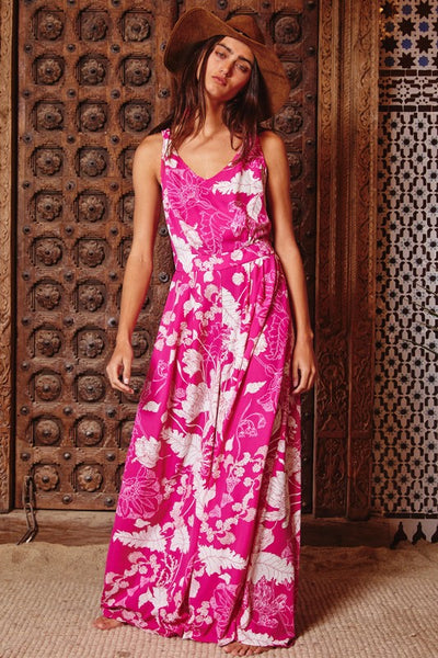 Cross Over The Open Back Floral Jumpsuit Pink - Southern Fashion