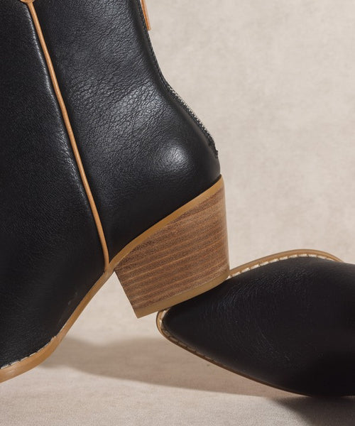 Western Contrast Booties Brooklyn Black - Southern Fashion Boutique Bliss