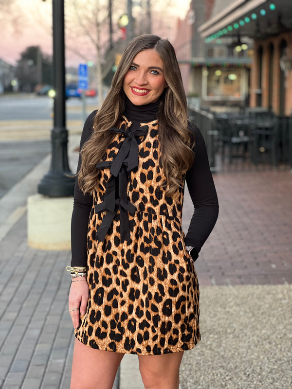 Quilted Mini Dress Leopard
