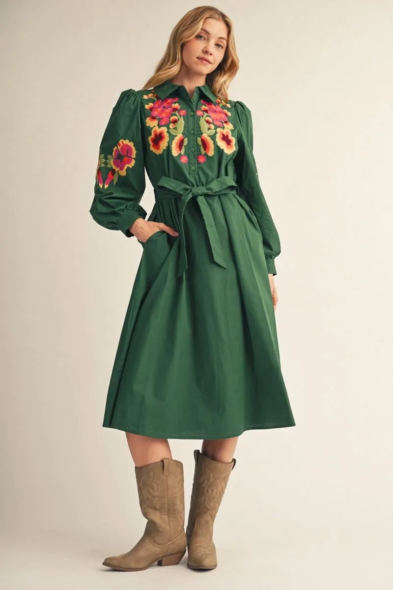 waist tie midi dress Floral w/ Green Style Guide dresses boutique Size:7/8 The Peacock dress.... a