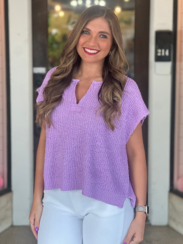 Patch Sleeveless Sweater Lavender