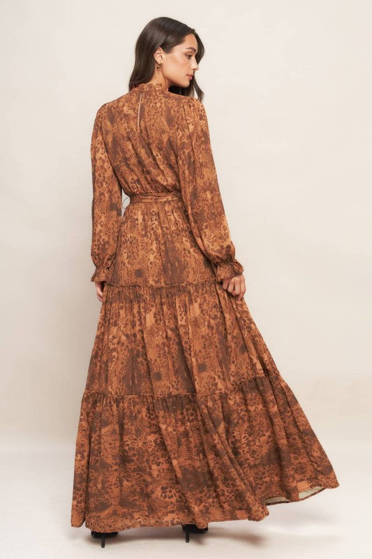 Printed Woven High Neck Maxi Dress Sienna