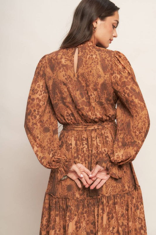 Printed Woven High Neck Maxi Dress Sienna