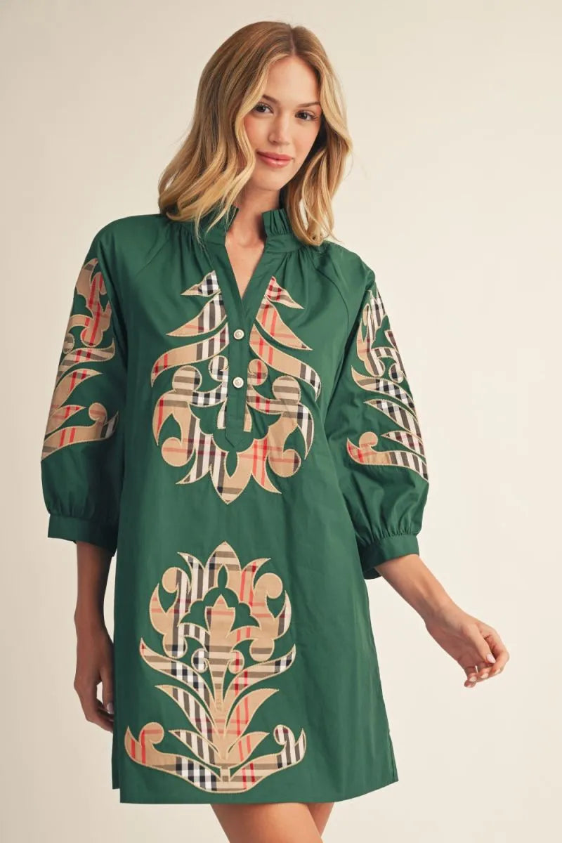 baroque green dress Check Applique Hunter 25fwflow