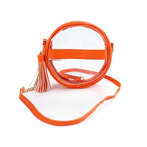 Clear Circle Crossbody Purse Orange
