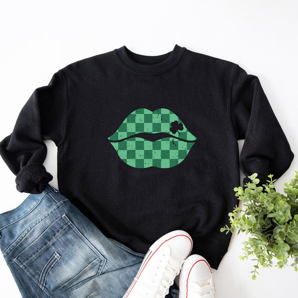 St. Patty's Lips Graphic Sweatshirt Black