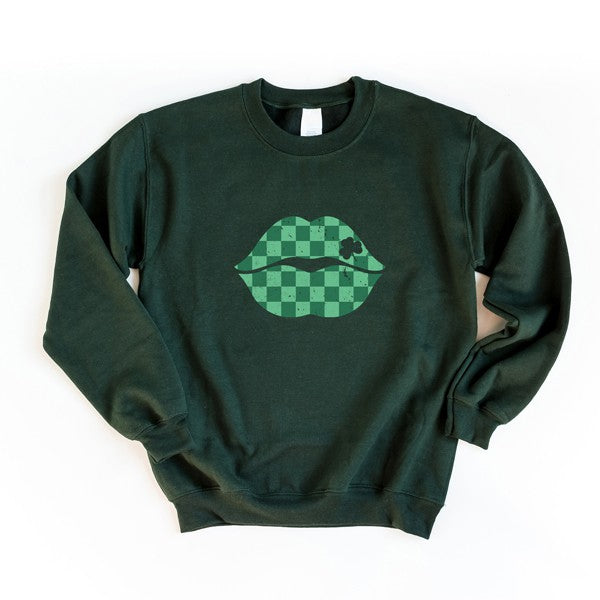 St. Patty's Lips Graphic Sweatshirt Forest