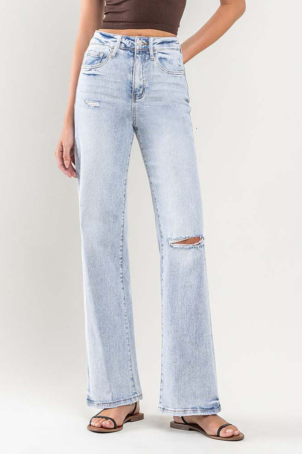 90's Vintage Super High Rise Flare Jeans Light
