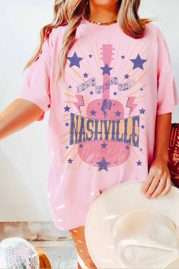 Nashville Music City Graphic Tee Pink