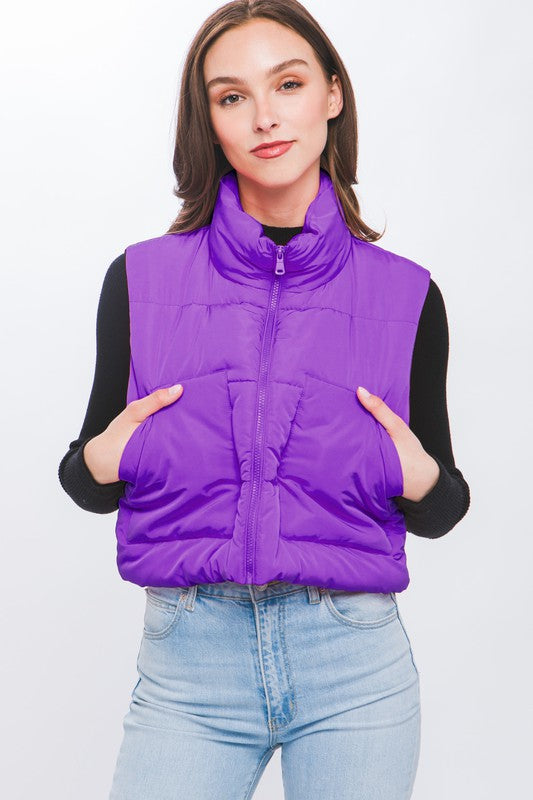 Puffer Vest with Pockets Violet