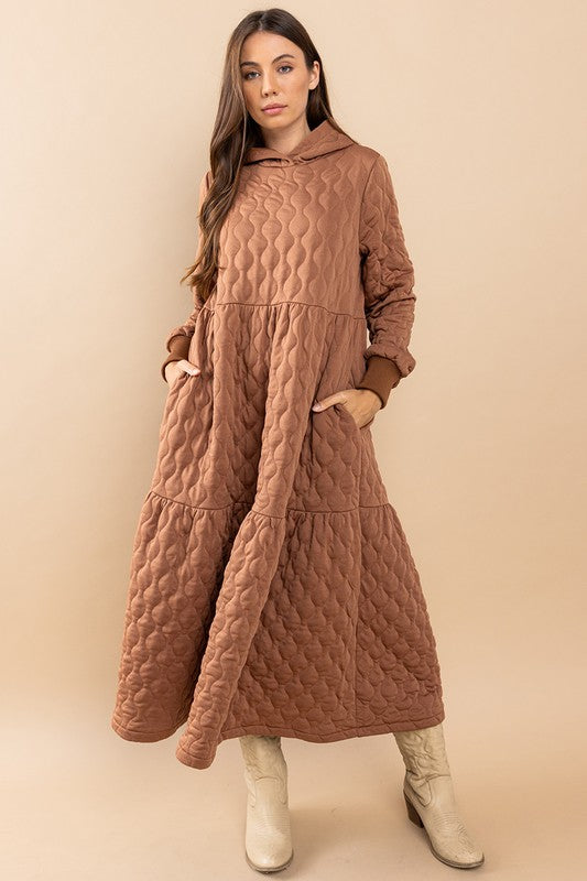 Quilted Maxi Dress with Hoodie Mocha - Southern Fashion Boutique Bliss Quilted Maxi Dress with Hoodie Mocha - Southern Fashion Boutique Bliss