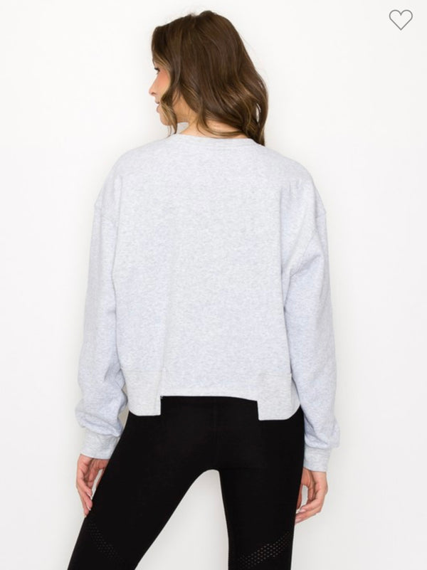 Oversized Cropped Sweatshirt Gray