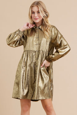 gold babydoll dress SHERRI HILL - 56582
