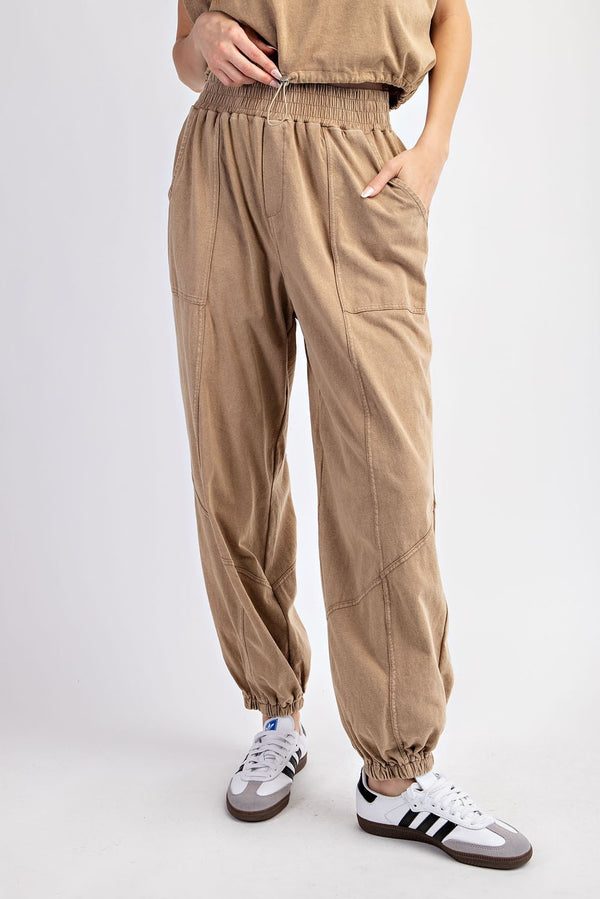 Mineral Washed Jogger Pants Taupe