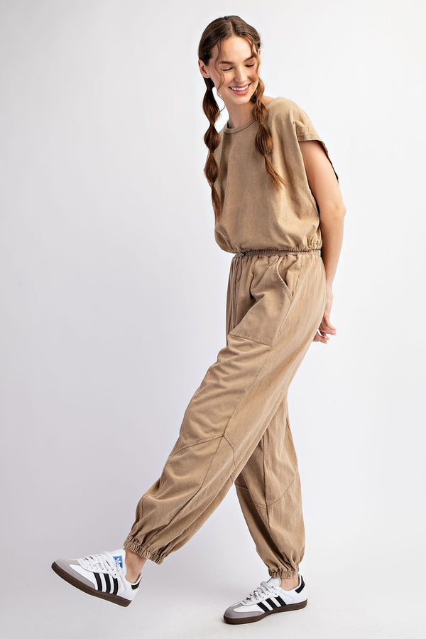 Mineral Washed Jogger Pants Taupe