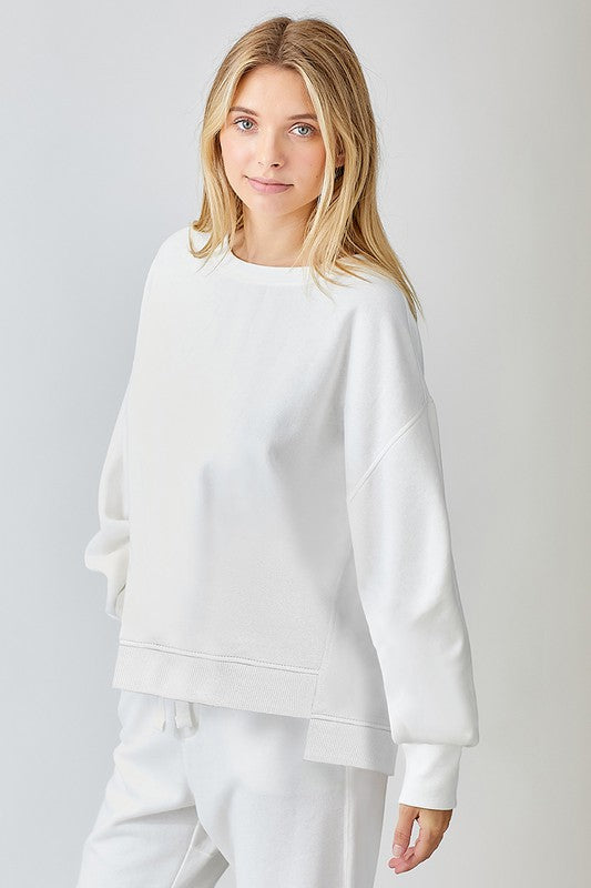 Oversized Step Hem Top Ivory