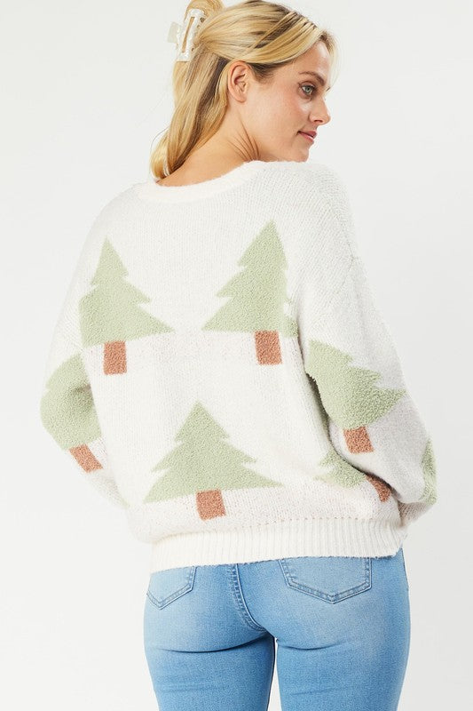 Christmas Tree Soft Knit Sweater Ivory