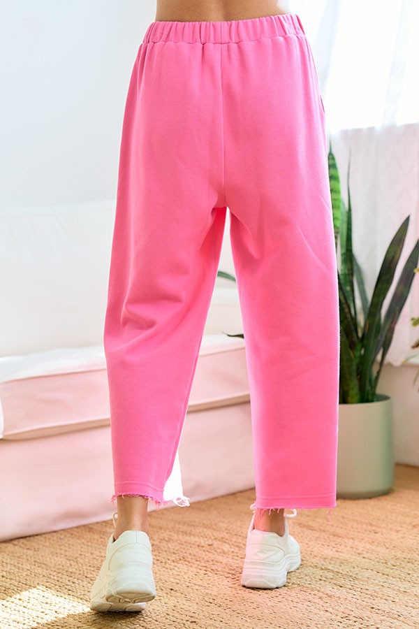Elastic Waist Sweatpants Pink