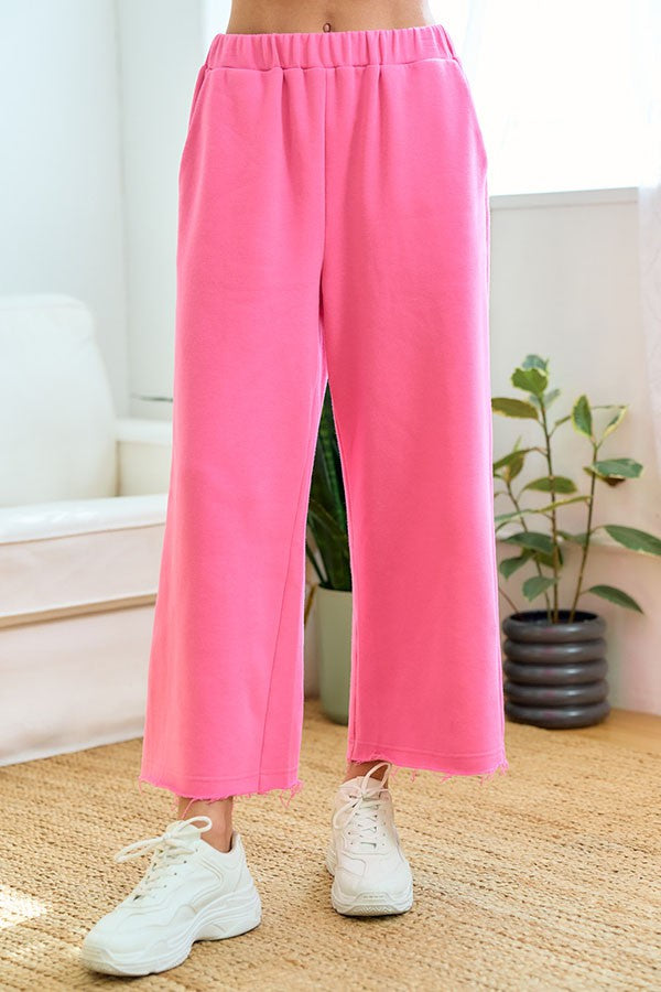 Elastic Waist Sweatpants Pink