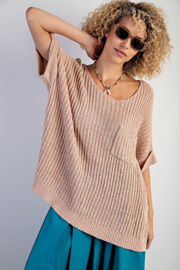 Knitted Sweater Top Khaki