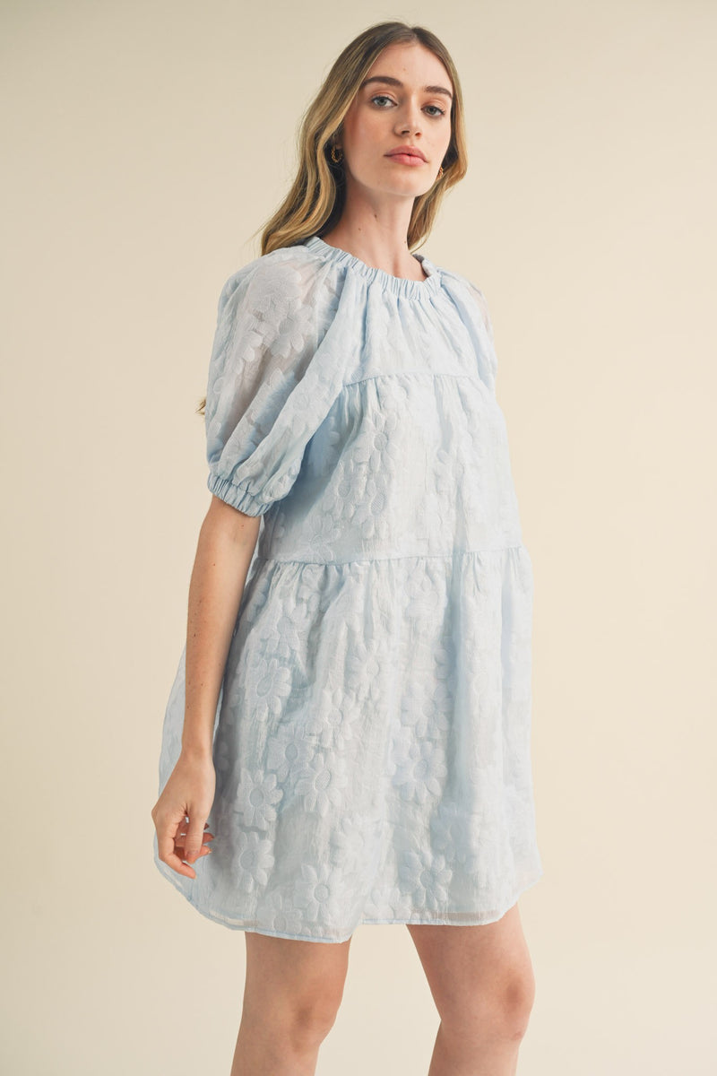 Organza Jacquard Babydoll Dress Sky Blue - Southern Fashion Boutique Bliss Organza Jacquard Babydoll Dress Sky Blue - Southern Fashion Boutique Bliss