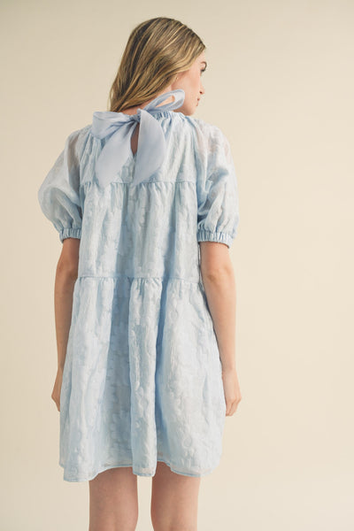 Organza Jacquard Babydoll Dress Sky Blue - Southern Fashion Boutique Bliss