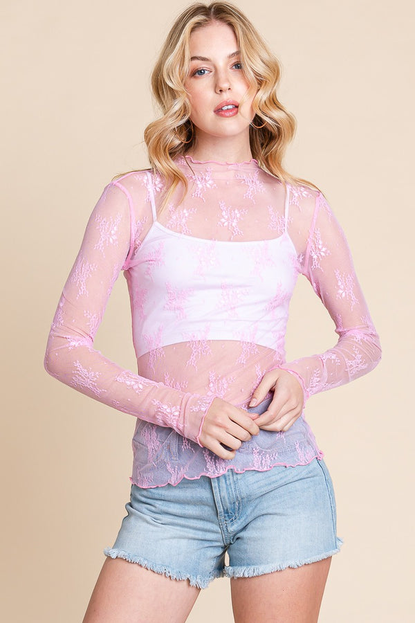 Floral Lace Top Pink