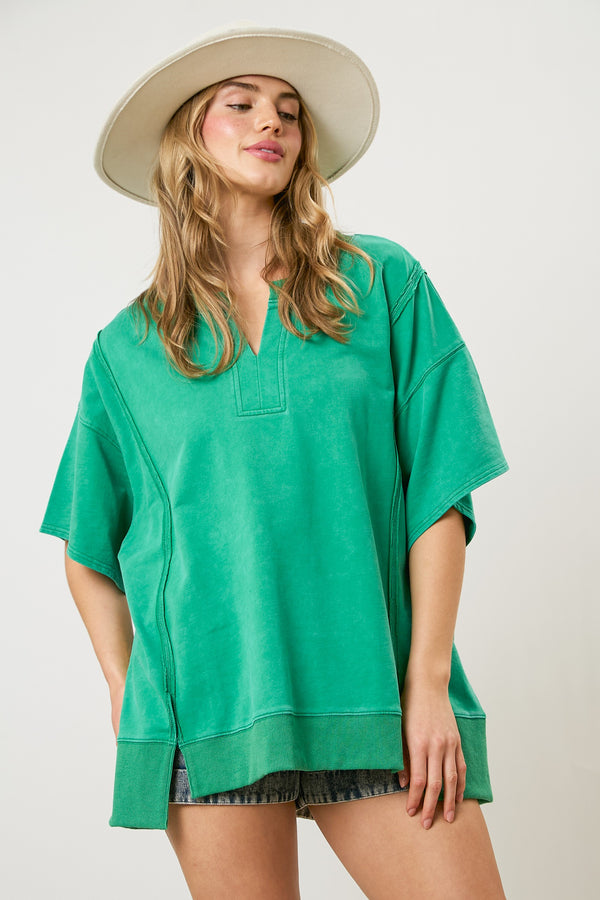 Loose Fit Short Sleeve Top Green