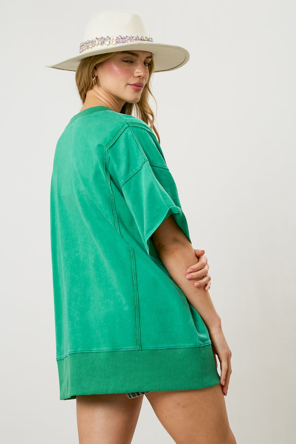 Loose Fit Short Sleeve Top Green