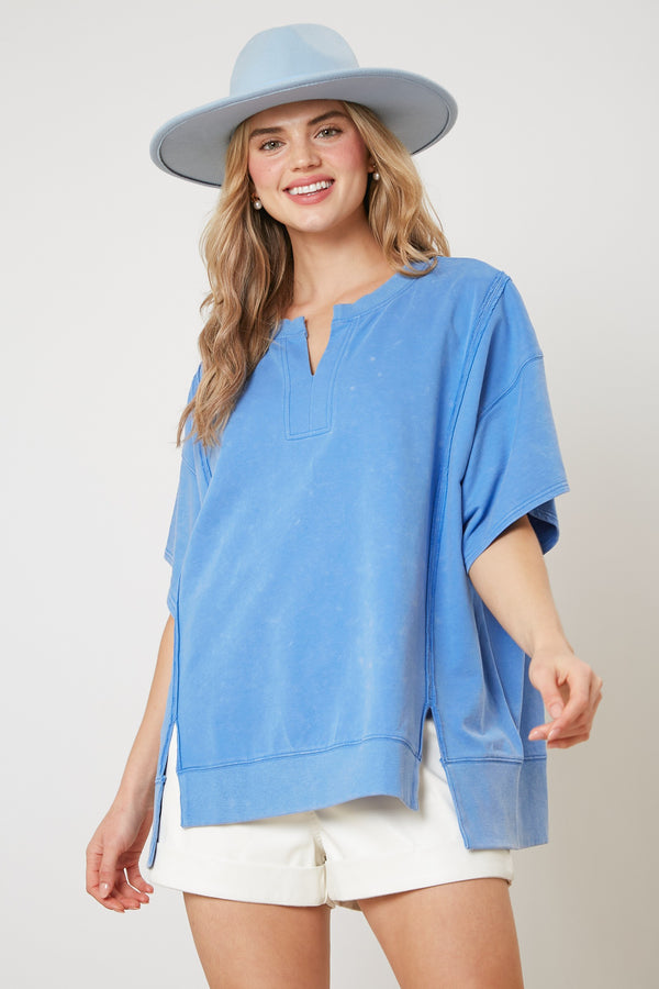 Loose Fit Short Sleeve Top Blue