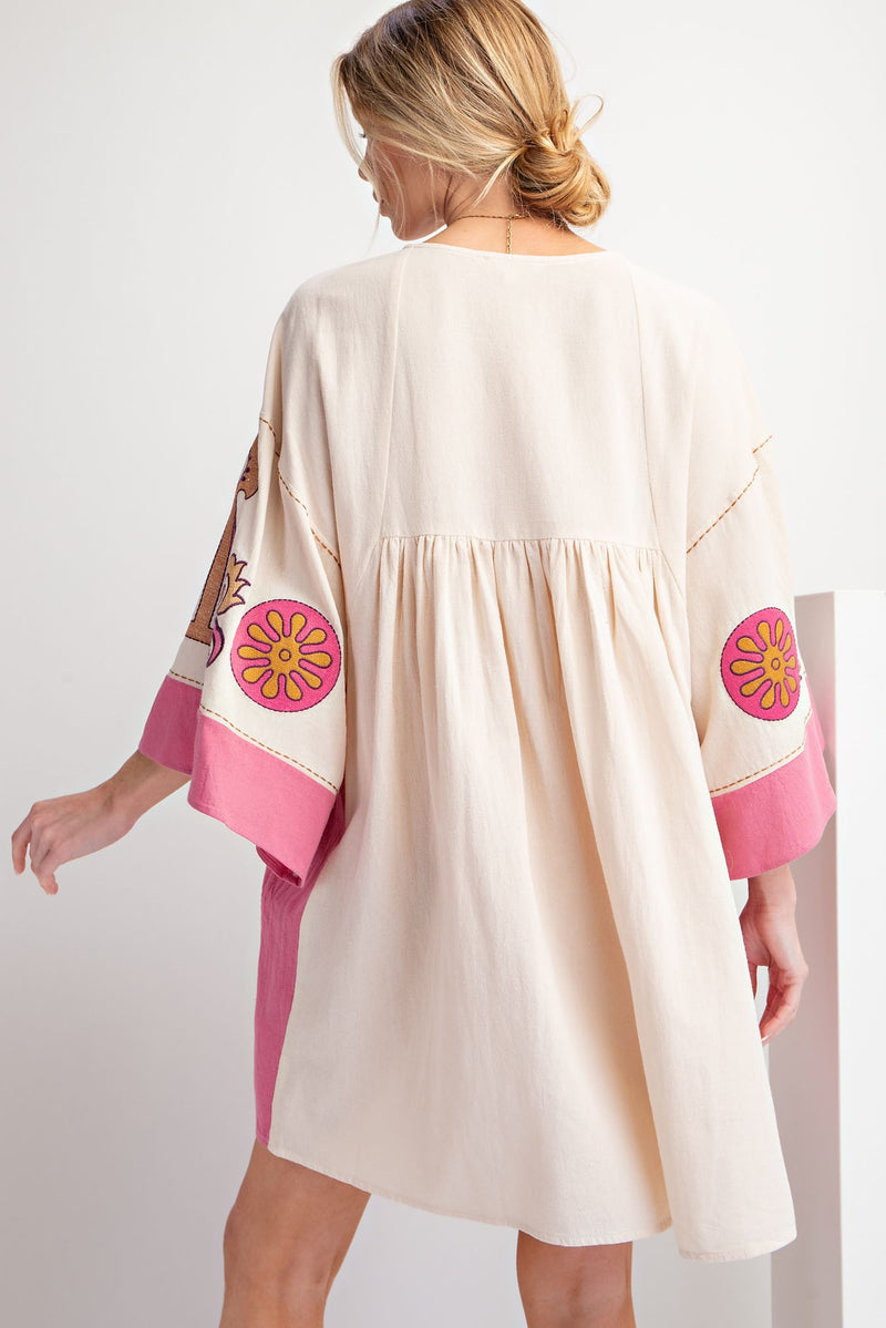 Embroidered Linen Dress Ivory Pink - Southern Fashion Boutique Bliss Embroidered Linen Dress Ivory Pink - Southern Fashion Boutique Bliss