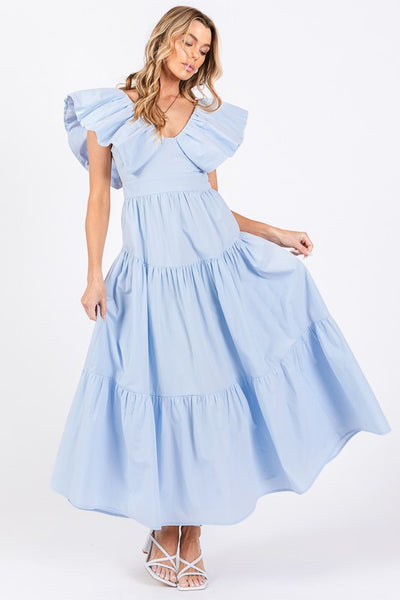 blue ruffle dress with sleeves Buy Friends Like These Cobalt Blue Puff Sleeve Ruffle Hem Satin Midi Dress  from Next USA