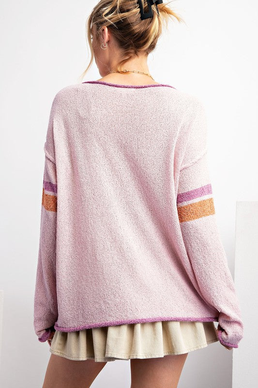 Smiley Face Knitted Sweater Lilac Rose