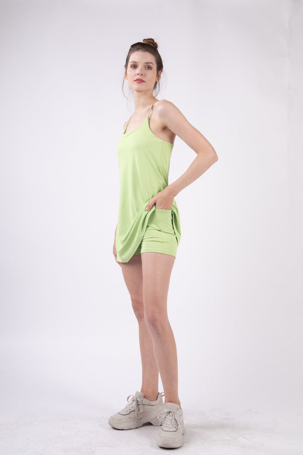 Active Tennis Dress With Liner Lime