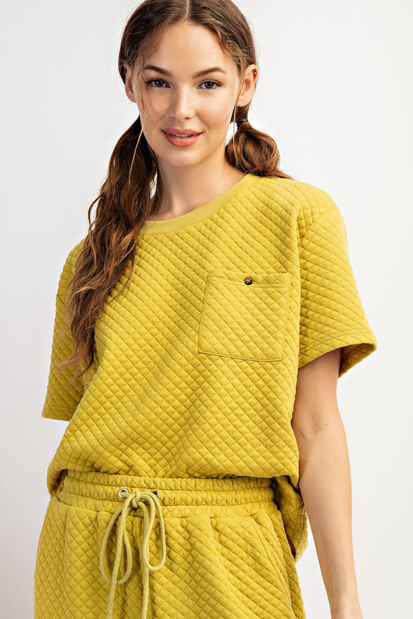 Textured Short Sleeve Top Avocado