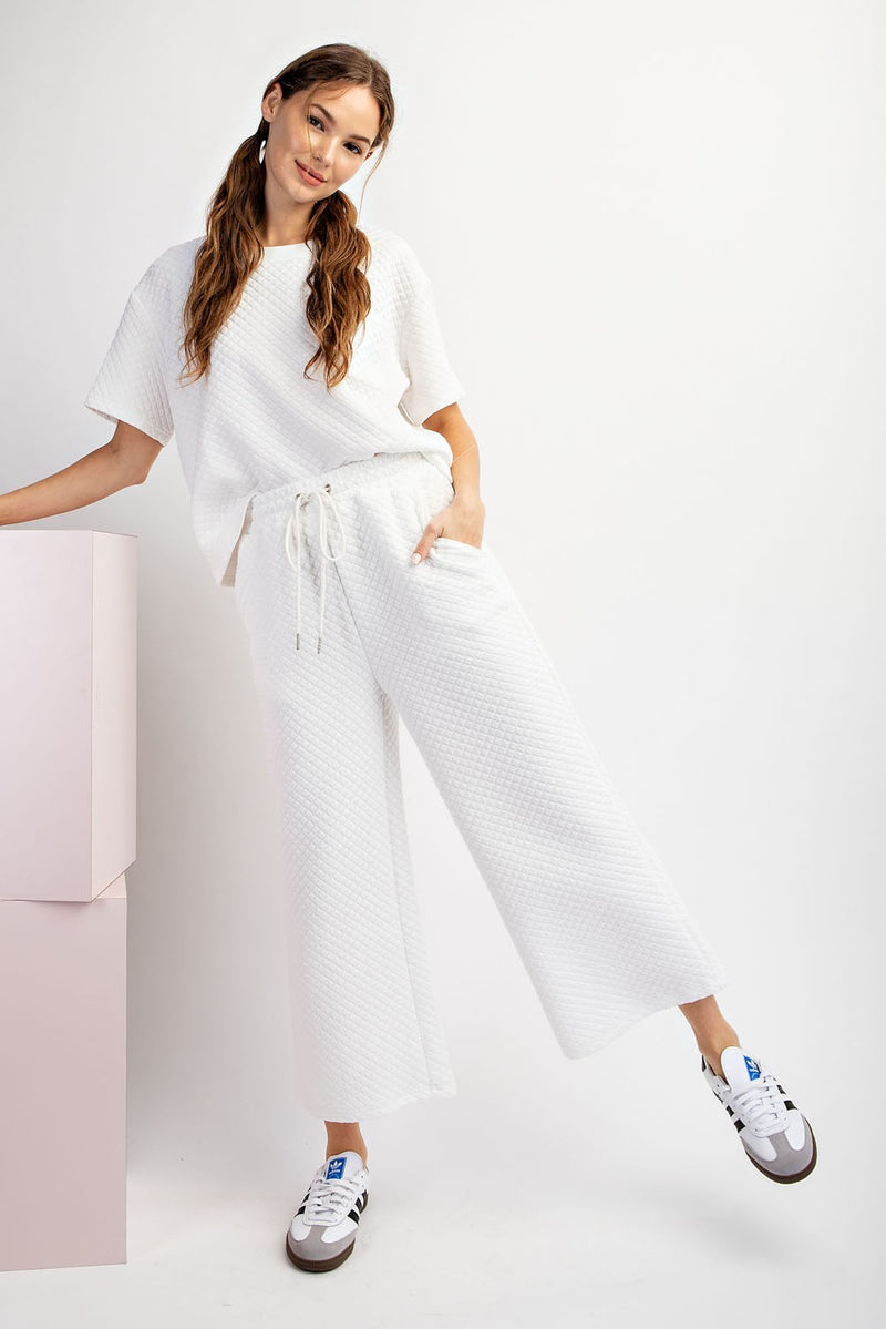 Textured Straight Leg Pants Off White
