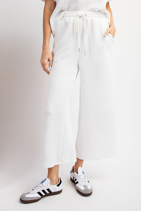 Textured Straight Leg Pants Off White