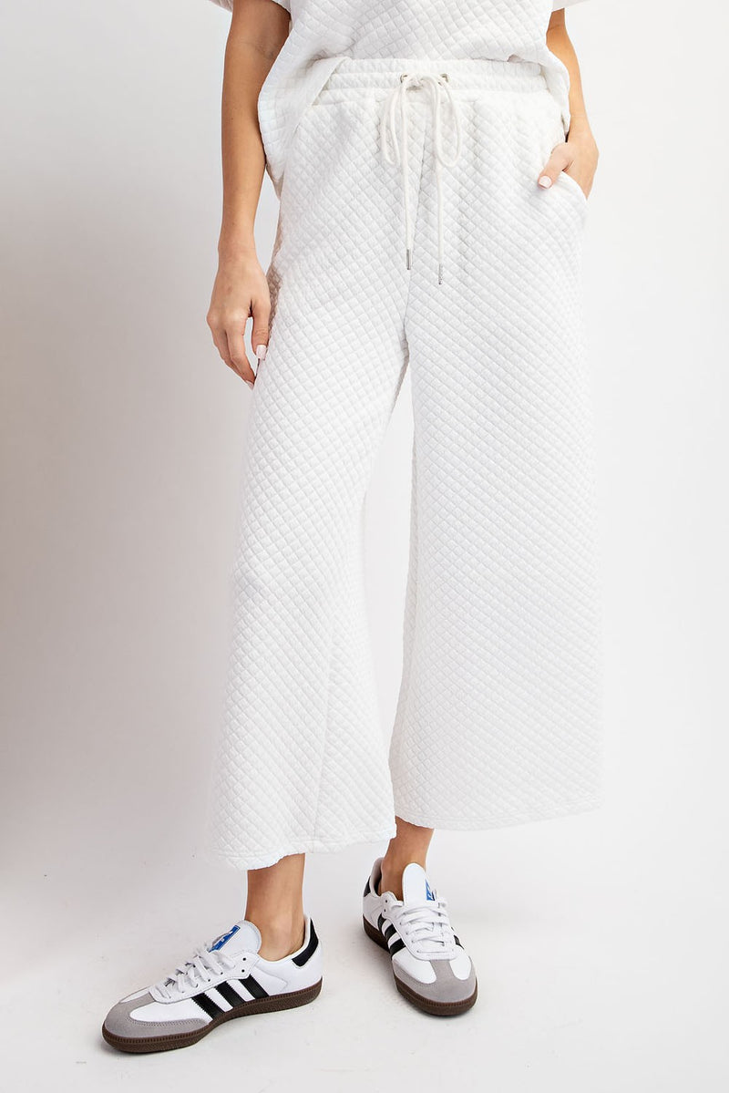 Textured Straight Leg Pants Off White