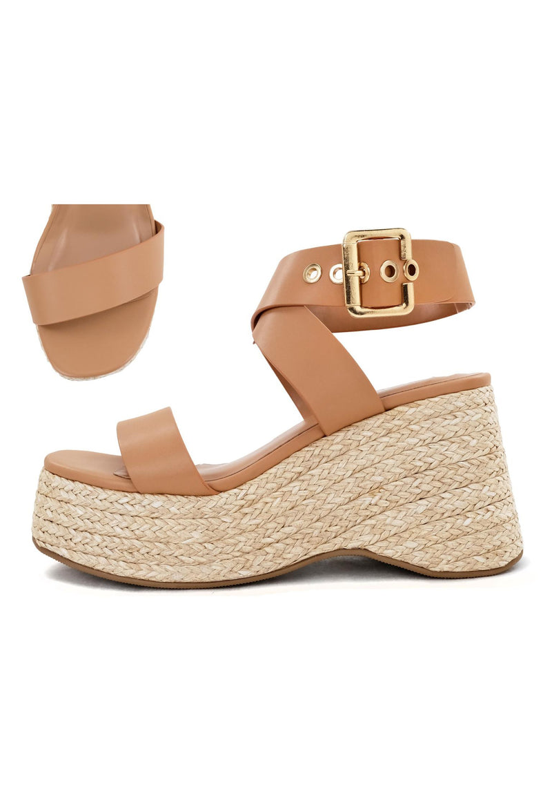 Chunky Platform Espadrille Wedge Tan