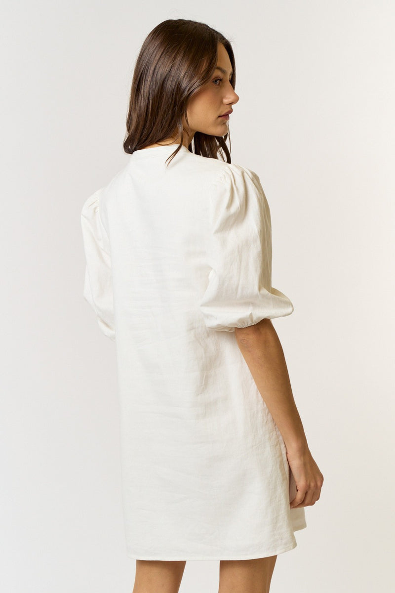 Linen Front Bow Detail Mini Dress Ivory/Black - Southern Fashion Boutique Bliss Linen Front Bow Detail Mini Dress Ivory/Black - Southern Fashion Boutique Bliss