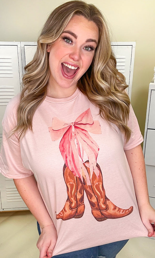 Cowgirl Bow Graphic T-Shirt Rose Gold