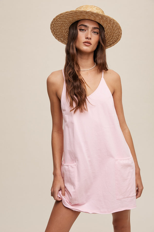 Sporty Mini Dress With Built in Romper Liner Lt Pink