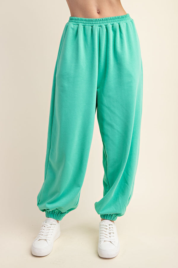 Relaxed Fit Mixed Jersey Sweatpants Emerald