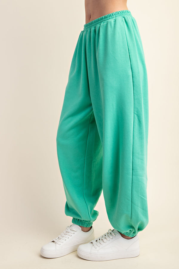 Relaxed Fit Mixed Jersey Sweatpants Emerald