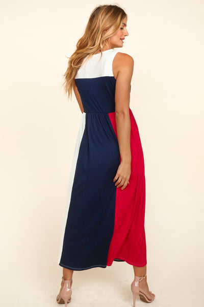 Babydoll Patriotic Maxi Dress Ivory/Navy/Red - Southern Fashion ...